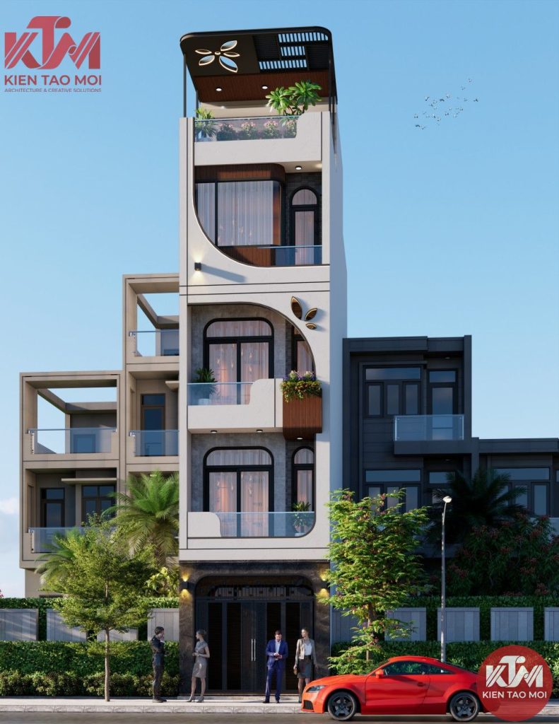 Các đường cong mặt tiền đơn giản - Tôn vinh mẫu nhà phố 1 Trệt - 4 lầu Các đường cong mặt tiền đơn giản - Tôn vinh mẫu nhà phố 1 Trệt - 4 lầu