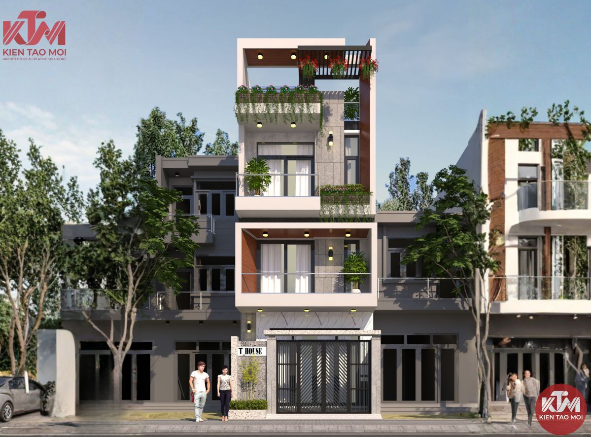 Mẫu thiết kế Nhà phố 4 tầng (5m) đẹp ở Tp Vũng Tay
