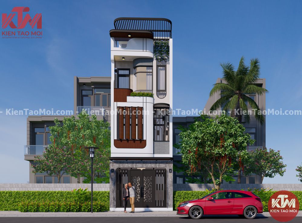 Thiết kế nhà phố 3 tầng 1 sân thượng cho Vơ chồng Trẻ Thiết kế nhà phố 3 tầng 1 sân thượng cho Vơ chồng Trẻ