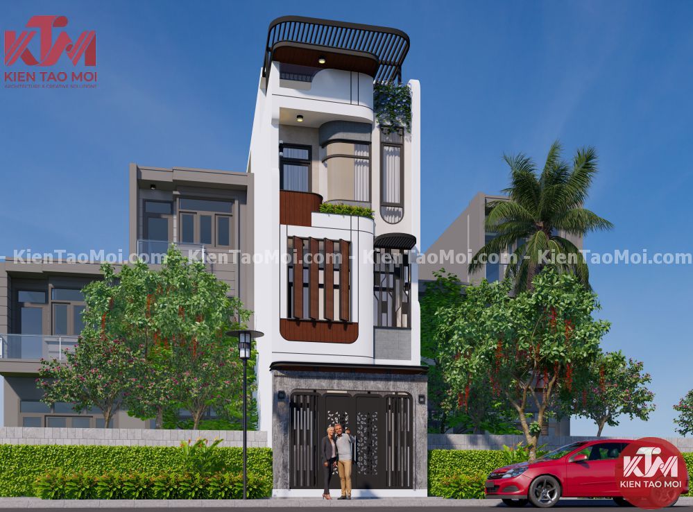 Thiết kế nhà phố 3 tầng 1 sân thượng cho Vơ chồng Trẻ Thiết kế nhà phố 3 tầng 1 sân thượng cho Vơ chồng Trẻ