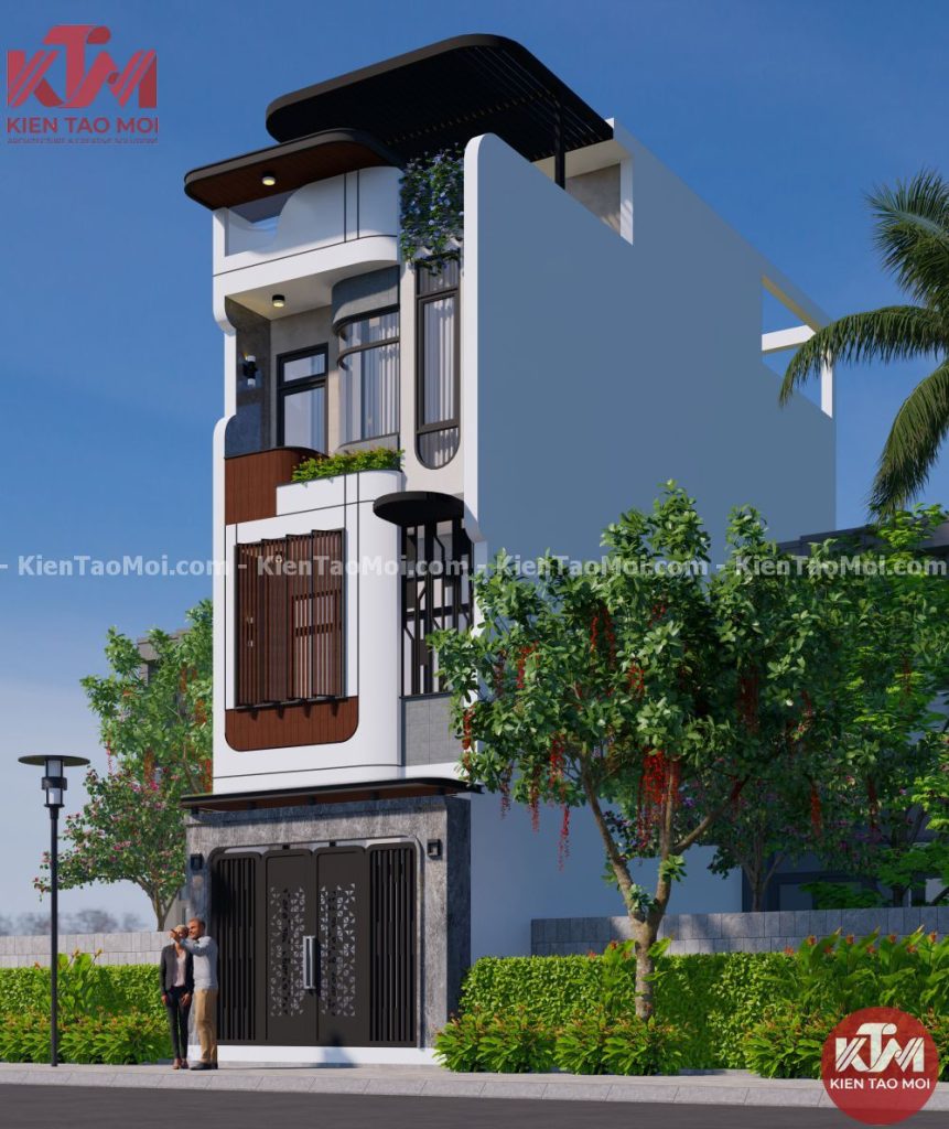 Mẫu Thiết kế mặt tiền nhà phố 4 tầng đơn giản, hiện đại Mẫu Thiết kế mặt tiền nhà phố 4 tầng đơn giản, hiện đại
