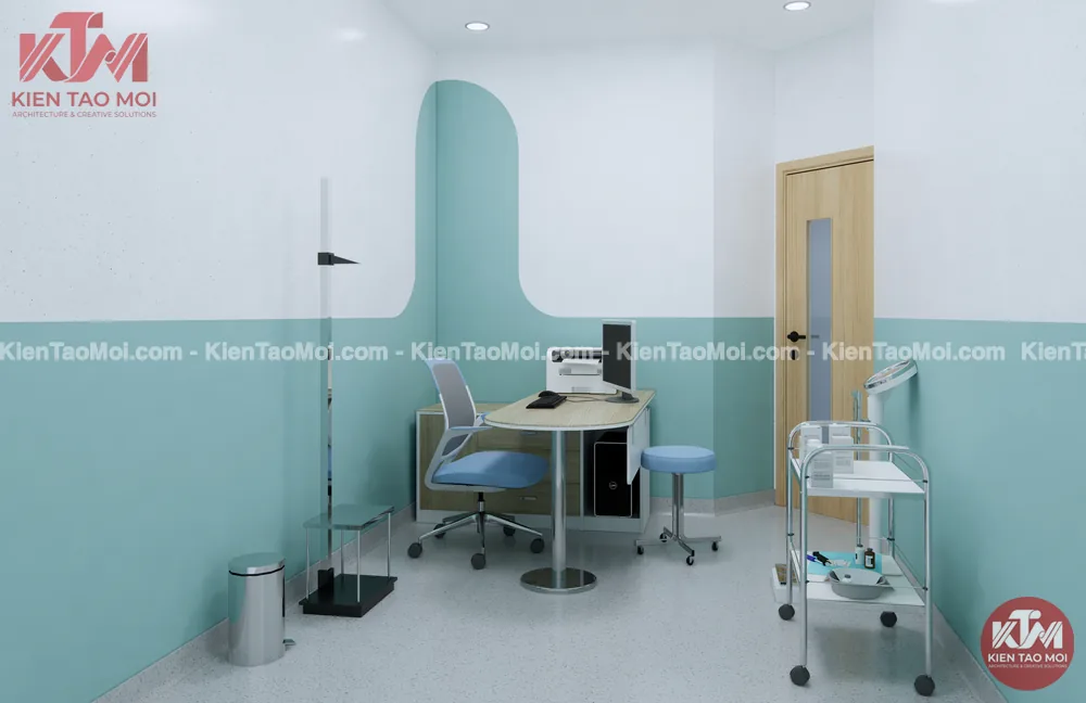 Phòng khám ngoại nội thất phòng khám đa khoa, xe đẩy inox