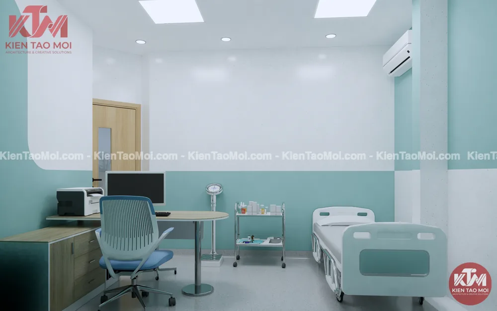 Phòng khám ngoại nội thất phòng điều trị đa khoa, bàn khám giường bệnh