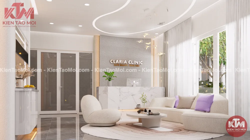 Khu chờ mẫu thiết kế spa da liễu nhìn ra sân vườn Khu chờ mẫu thiết kế spa da liễu nhìn ra sân vườn
