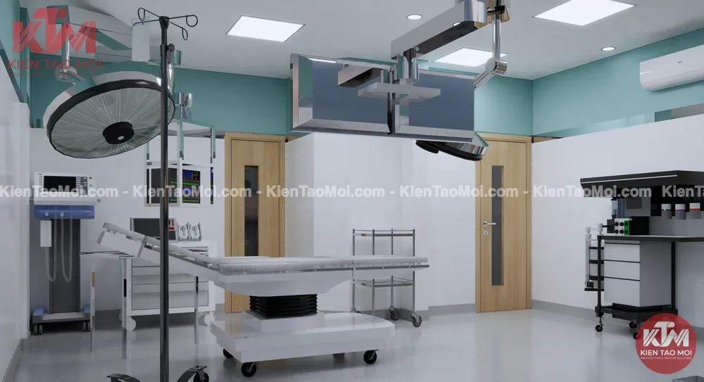 Phòng Phaco nội thất phòng điều trị đa khoa, cột cấp khí treo trần