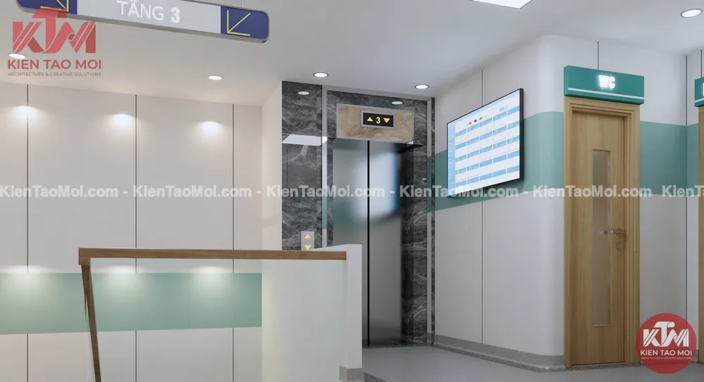 Sảnh lầu 3 phòng khám đa khoa, biển tầng 3 màn hình
